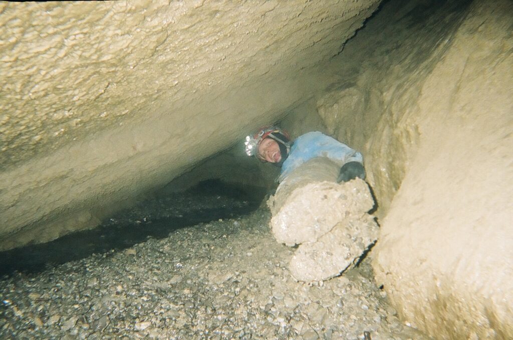 Virgil The Turtle's Greathouse Cave, Montana. 1586 feet below the entrance. 2007