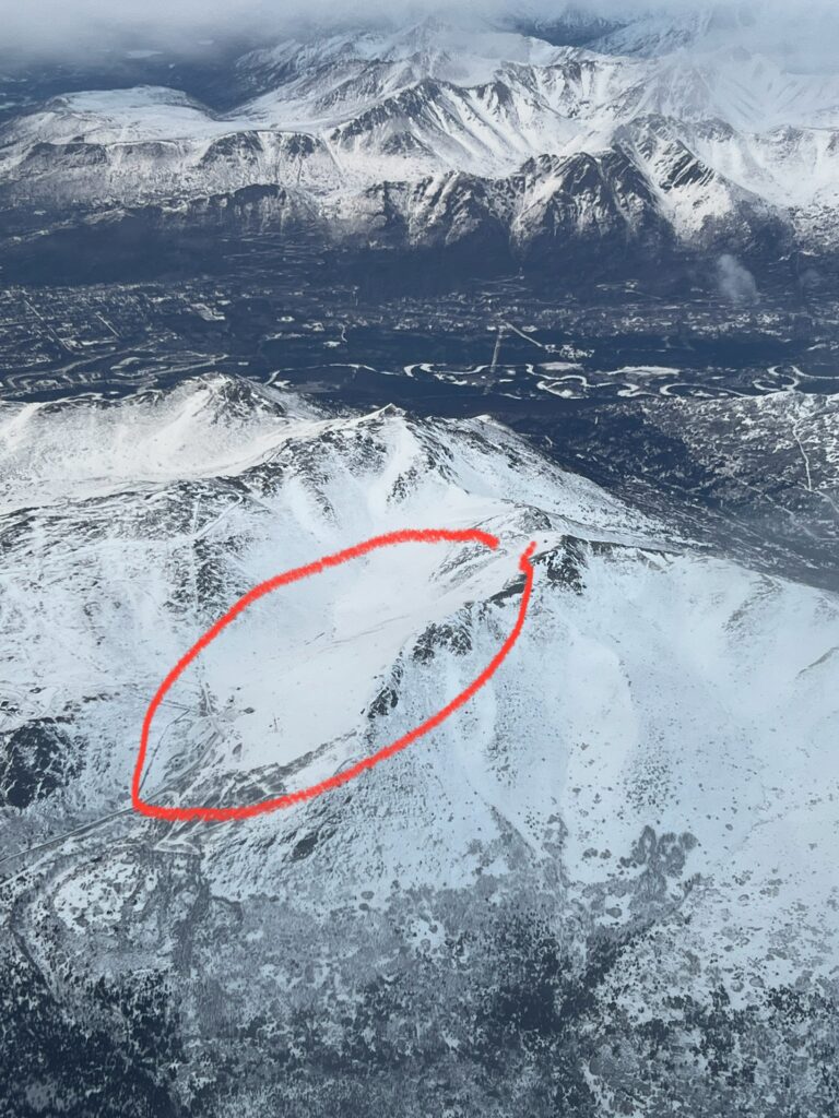 Arctic Valley Ski Area as seen from Alaska Airlines flight, February 2025