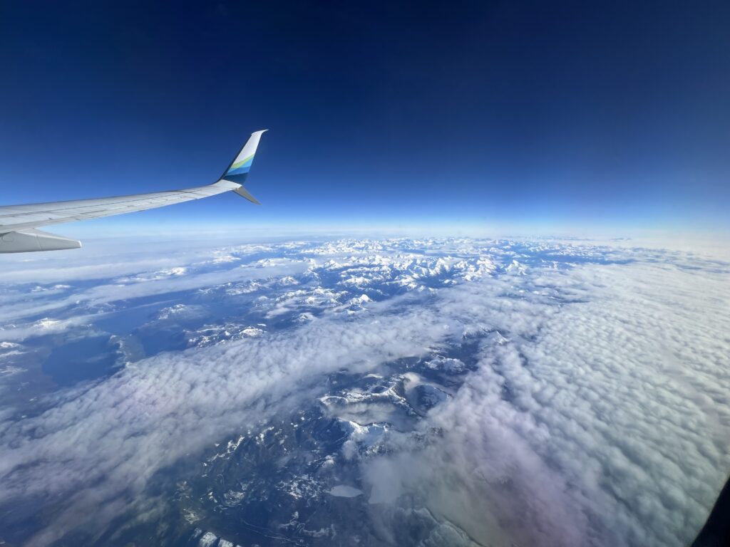 Looking east from over Hunter Island toward Bella Coola BC