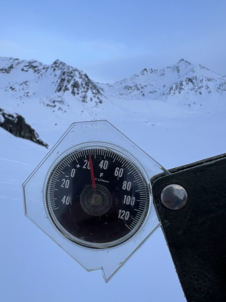 24 degrees Fahrenheit and no wind is about perfect backcountry conditions! 