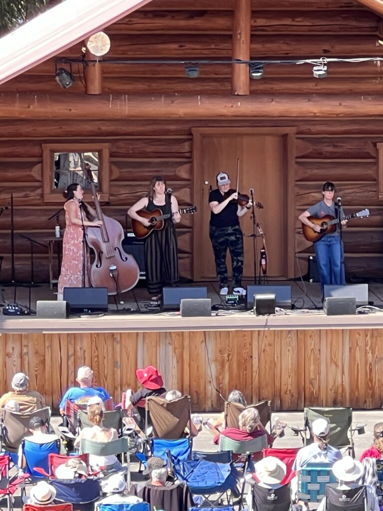 Della Mae perform at the 2025 Darrington Bluegrass Festival , 20 July 2025